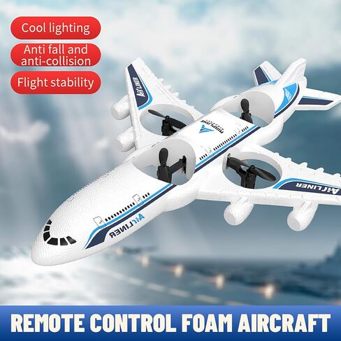 طائرة RC بدون طيار بجهاز تحكم عن بعد - 2.4 جيجا هرتز فوم V17 Jet Fighter Stunt، 360 درجة مقاومة للسقوط تدور عن بعد وطائرة RC خفيفة مع بطاريتين للأطفال الأولاد والبنات (أبيض) in Kuwait