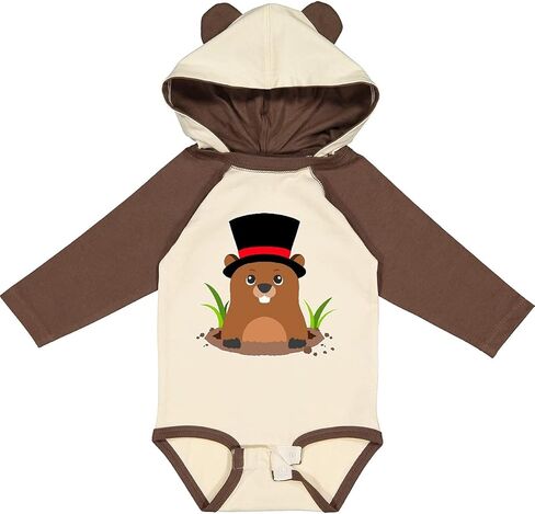 inktastic Groundhog Day with Groundhog in Top Hat Long Sleeve Creeper in Saudi Arabia