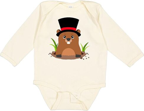 inktastic Groundhog Day with Groundhog in Top Hat Long Sleeve Creeper in Saudi Arabia