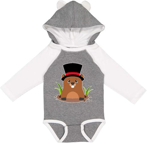 inktastic Groundhog Day with Groundhog in Top Hat Long Sleeve Creeper in Saudi Arabia