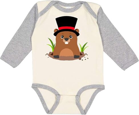 inktastic Groundhog Day with Groundhog in Top Hat Long Sleeve Creeper in Saudi Arabia