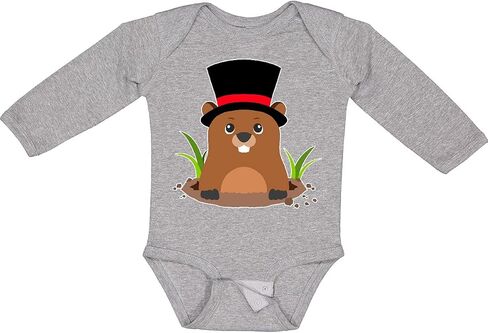 inktastic Groundhog Day with Groundhog in Top Hat Long Sleeve Creeper in Saudi Arabia