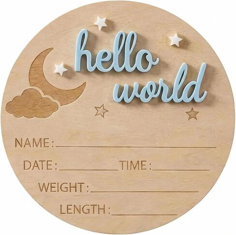 لافتة إعلان خشبية ثلاثية الأبعاد Hello World، لوازم حفلات تكشف عن الجنس، ديكورات حفلات أعياد الميلاد، دعامات للصور، هدية تذكارية إبداعية باللون الأزرق in Saudi Arabia