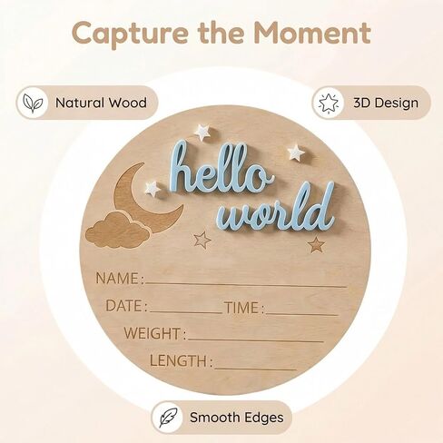لافتة إعلان خشبية ثلاثية الأبعاد Hello World، لوازم حفلات تكشف عن الجنس، ديكورات حفلات أعياد الميلاد، دعامات للصور، هدية تذكارية إبداعية باللون الأزرق in Saudi Arabia