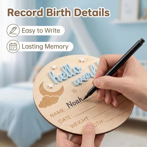 لافتة إعلان خشبية ثلاثية الأبعاد Hello World، لوازم حفلات تكشف عن الجنس، ديكورات حفلات أعياد الميلاد، دعامات للصور، هدية تذكارية إبداعية باللون الأزرق in Saudi Arabia