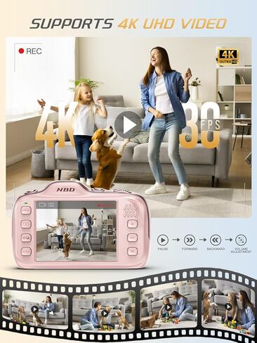 كاميرات NBD الرقمية 64 ميجابكسل للتصوير الفوتوغرافي، كاميرا 4K Point and Shoot، كاميرات سفر مدمجة تكبير 16X، كاميرا تركيز تلقائي للمبتدئين والمراهقين والأطفال وهدية العشاق، تتضمن بطاقة TF سعة 32 جيجابايت (وردي) in Kuwait