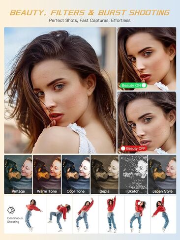 كاميرات NBD الرقمية 64 ميجابكسل للتصوير الفوتوغرافي، كاميرا 4K Point and Shoot، كاميرات سفر مدمجة تكبير 16X، كاميرا تركيز تلقائي للمبتدئين والمراهقين والأطفال والعشاق، تتضمن بطاقة TF سعة 32 جيجابايت (أبيض) in Kuwait