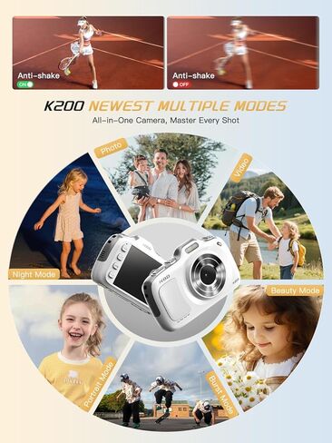 كاميرات NBD الرقمية 64 ميجابكسل للتصوير الفوتوغرافي، كاميرا 4K Point and Shoot، كاميرات سفر مدمجة تكبير 16X، كاميرا تركيز تلقائي للمبتدئين والمراهقين والأطفال والعشاق، تتضمن بطاقة TF سعة 32 جيجابايت (أبيض) in Kuwait