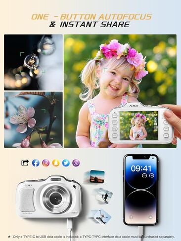 كاميرات NBD الرقمية 64 ميجابكسل للتصوير الفوتوغرافي، كاميرا 4K Point and Shoot، كاميرات سفر مدمجة تكبير 16X، كاميرا تركيز تلقائي للمبتدئين والمراهقين والأطفال والعشاق، تتضمن بطاقة TF سعة 32 جيجابايت (أبيض) in Kuwait