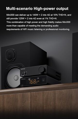 Topping Mini 300 Compact Desktop Power Amplifier - Fully-Balanced Class-D Amp, TRS/RCA Input, 12V Trigger, Ultra-Low Distortion, Zero-Noise Safe and Reliable (Black) in Saudi Arabia