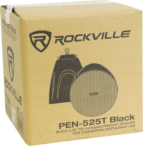 Rockville RCS350-6 Bundle: 350-Watt 6-Zone 70V Commercial/Restaurant Amplifier with Bluetooth, (10) PEN-525T Black 5.25" 70V Hanging Pendant Speakers, 11-Items in Saudi Arabia