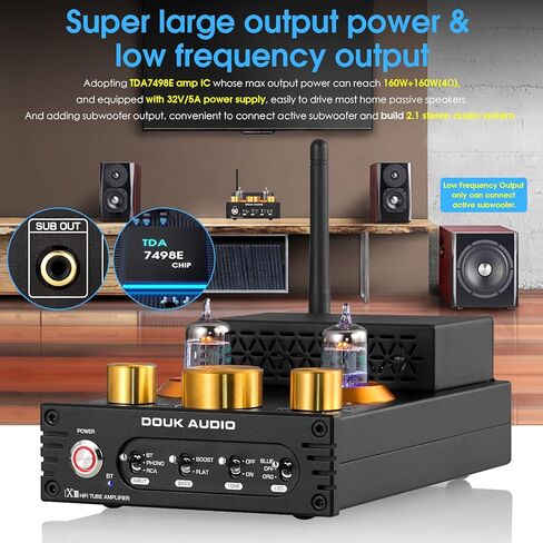 HiFi Bluetooth 5.0 Vacuum Tube Amplifier + Matched GE JAN 5654W Tubes Bundle | 320W Phono Amp for Turntables w/Tube Upgrade | Audiophile Sound Enhancement in Saudi Arabia