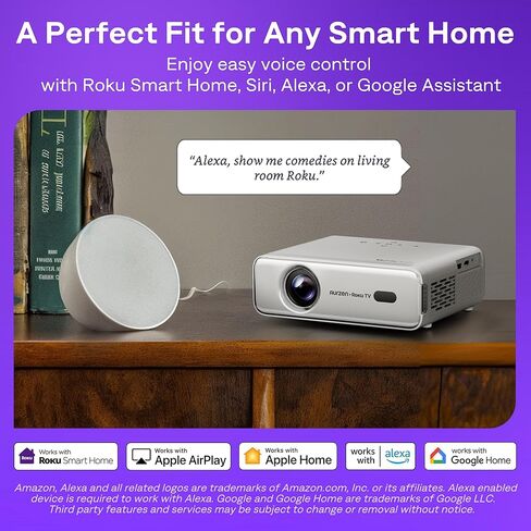 جهاز عرض ذكي من Aurzen Roku TV مع واي فاي وبلوتوث، تجربة بث روكو مدمجة، 1080 بكسل فل اتش دي، صوت دولبي، التركيز التلقائي وحجر المفاتيح، تكبير، جهاز عرض صغير محمول للأفلام في الهواء الطلق، فضي in Saudi Arabia
