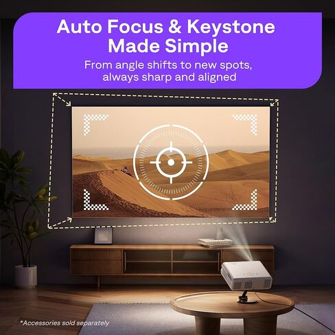 جهاز عرض ذكي من Aurzen Roku TV مع واي فاي وبلوتوث، تجربة بث روكو مدمجة، 1080 بكسل فل اتش دي، صوت دولبي، التركيز التلقائي وحجر المفاتيح، تكبير، جهاز عرض صغير محمول للأفلام في الهواء الطلق، فضي in Saudi Arabia