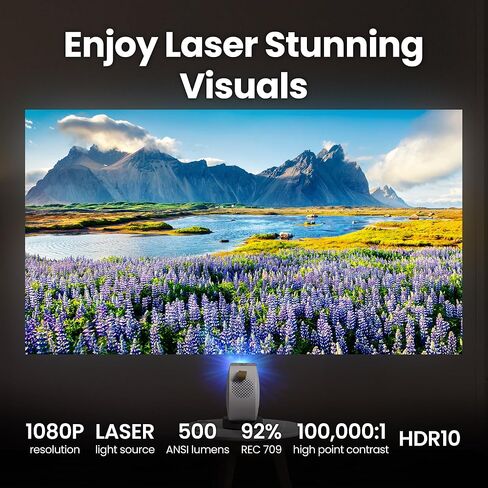 BenQ GV50 FHD Projector 500-Lumen, 16:9, Laser DLP Smart Ceiling, 92% Rec. 709, USB Type A/C, Sleep Timer Function, Flexible Bedside Projection Stand - PJ-BenQ-GV50-R in Saudi Arabia