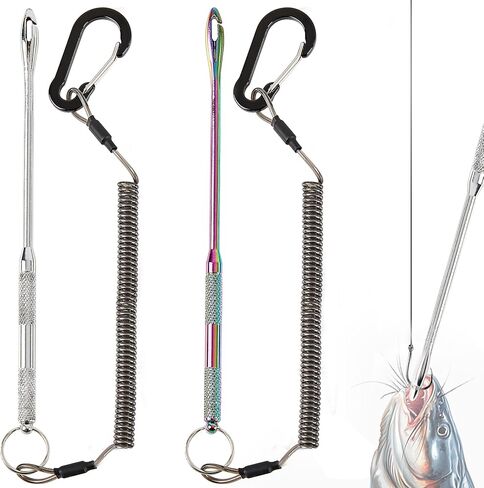 أداة إزالة خطاف السمك، ملحقات الصيد للرجال، جهاز تنازلي سريع الإزالة بخطاف الصيد، أداة إزالة الخطاف لصيد الأسماك، مع حبل قابل للسحب، عبوة من قطعتين in Kuwait