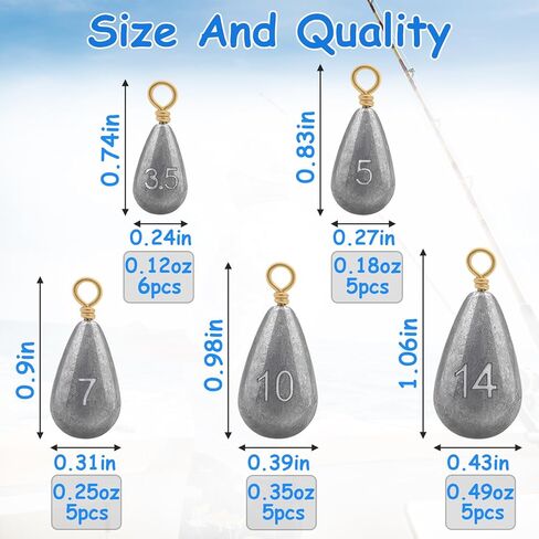 Fishing Weights Sinkers Kit, 5 Sizes 26pcs Drop Shot Weights Fishing Sinkers, Fishing Weights Lead Fishing Equipment for Saltwater Freshwater Ocean Catfish in Saudi Arabia