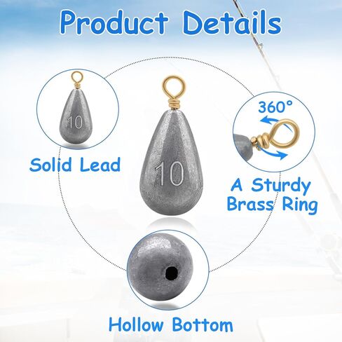 Fishing Weights Sinkers Kit, 5 Sizes 26pcs Drop Shot Weights Fishing Sinkers, Fishing Weights Lead Fishing Equipment for Saltwater Freshwater Ocean Catfish in Saudi Arabia