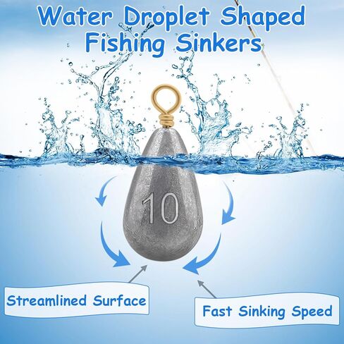 Fishing Weights Sinkers Kit, 5 Sizes 26pcs Drop Shot Weights Fishing Sinkers, Fishing Weights Lead Fishing Equipment for Saltwater Freshwater Ocean Catfish in Saudi Arabia