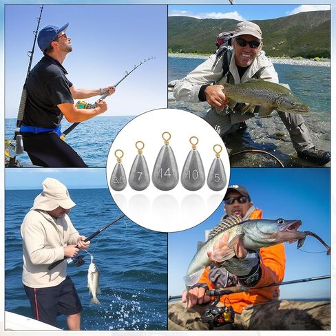 Fishing Weights Sinkers Kit, 5 Sizes 26pcs Drop Shot Weights Fishing Sinkers, Fishing Weights Lead Fishing Equipment for Saltwater Freshwater Ocean Catfish in Saudi Arabia