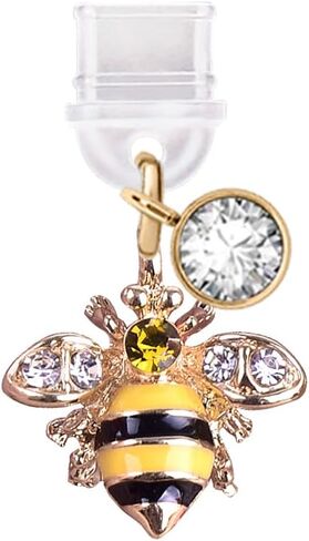 ELISE & FONDA TP835 Type-C Charging Port Anti Dust Plug Little 3D Honey Bee Cell Phone Charm for iPhone 15/16/Samsung/OnePlus/Xiaomi/oppo Android Phones (Yellow) in Saudi Arabia