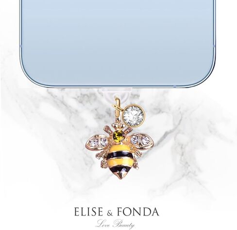 ELISE & FONDA TP835 Type-C Charging Port Anti Dust Plug Little 3D Honey Bee Cell Phone Charm for iPhone 15/16/Samsung/OnePlus/Xiaomi/oppo Android Phones (Yellow) in Saudi Arabia