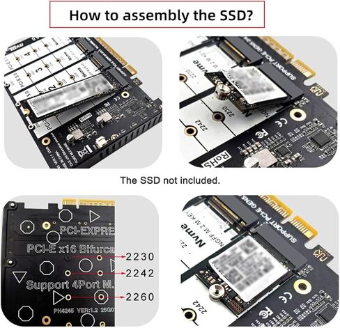 CY Card 4X NVME M.2 NGFF SSD to Detachable Bifurcation PCIE Express 5.0 Gen5 Gen4 X16 Raid Card VROC Raid0 Hyper Adapter in Saudi Arabia