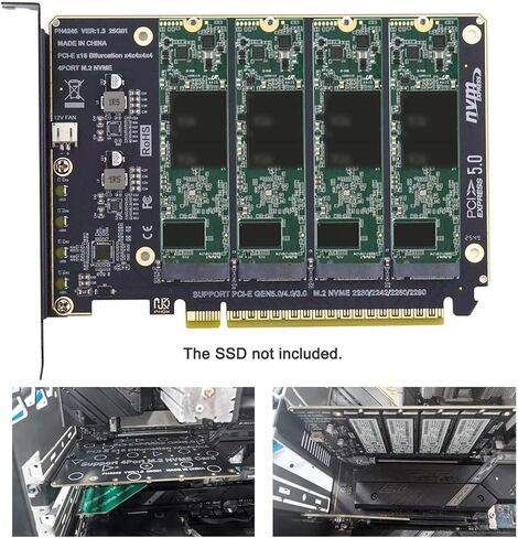CY Card 4X NVME M.2 NGFF SSD to Detachable Bifurcation PCIE Express 5.0 Gen5 Gen4 X16 Raid Card VROC Raid0 Hyper Adapter in Saudi Arabia