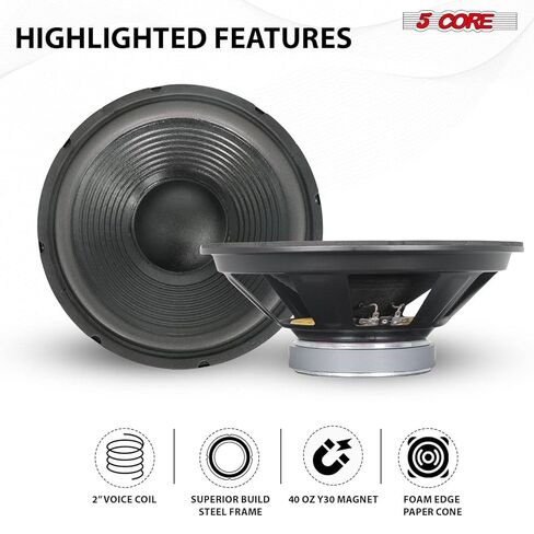 مكبر صوت للسيارة 5 كور 12 بوصة بقدرة 300 وات 4 أوم، مكبر صوت قوي وعميق وواضح - WF 12140 4OHM in Kuwait