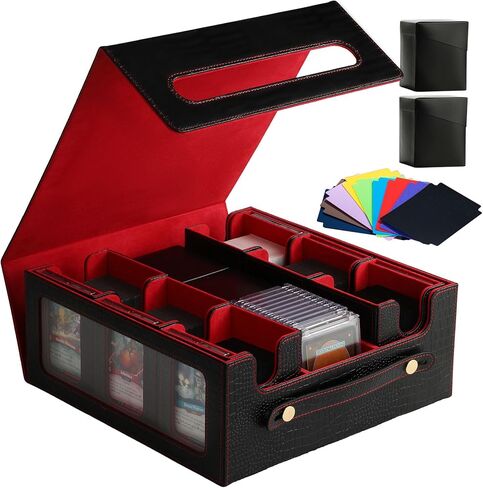 9IN1 MTG Deck Box with Carrying Handle, 8 Removable Deck Boxes & 1000+ Card Storage for TCG & Sports Cards, 10 Dividers, for Magic, YuGiOh, Gundam Card Game (BLACK) in Saudi Arabia