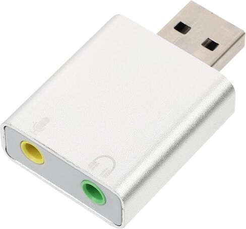 USB 7.1 Aluminum External Sound Card USB Audio Adapter Drive-Free Stereo Sound Card for PC Laptop Live Streaming and Karaoke Silver in Saudi Arabia
