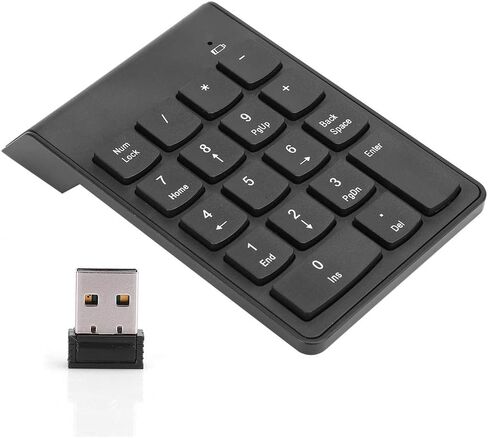 Number Pad, Mini Digital Keyboard USB Number Pad for Laptop Numeric Keypads 2.4GHz 18 Key Financial Accounting Keypad for PC/Desktop (Black) in Saudi Arabia