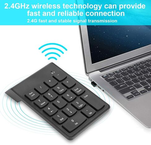 Number Pad, Mini Digital Keyboard USB Number Pad for Laptop Numeric Keypads 2.4GHz 18 Key Financial Accounting Keypad for PC/Desktop (Black) in Saudi Arabia