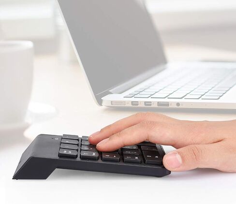 Number Pad, Mini Digital Keyboard USB Number Pad for Laptop Numeric Keypads 2.4GHz 18 Key Financial Accounting Keypad for PC/Desktop (Black) in Saudi Arabia