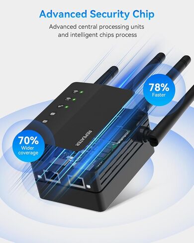 WiFi Extender Signal Booster, 1200Mbps WiFi Booster, Long Range up to 12880 Sq Ft, 105 Devices, 2.4/5GHz Internet Extender WiFi Booster with Ethernet Port(Black) in Kuwait