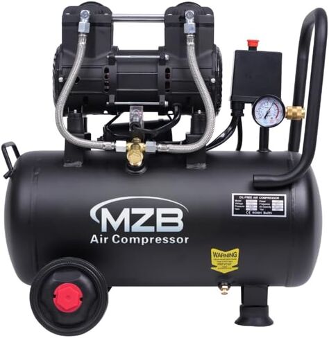 ضاغط هواء فائق الهدوء MZB 110 فولت/60 هرتز بحد أقصى 115 رطل لكل بوصة مربعة، خزانات فولاذية خالية من الزيت، ضاغط هواء بمستوى ضوضاء 70 ديسيبل مع عجلات للطلاء بالرش، وإصلاح السيارات، وتزيين النجارة (1.6 جالون) in Kuwait