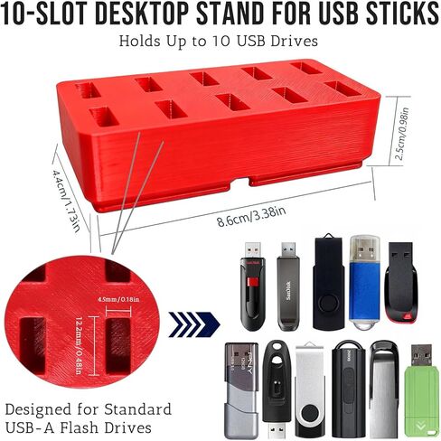 حامل منظم مكتب محرك فلاش FEWINA حامل USB لتخزين الملحقات الإلكترونية لحامل محرك فلاش USB، حامل محرك الإبهام، حامل محرك القفز، أحمر in Kuwait