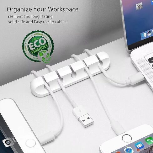 مشابك تنظيم الكابلات Oakridge™ مع لاصق قوي 3M - حاملات أسلاك للمكتب والسيارة من السيليكون لكابلات USB وكابلات الشحن وسماعات الأذن - متعددة الفتحات (7-5-3-3-1) in Saudi Arabia