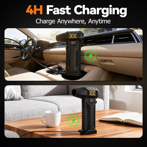 منفضة هواء كهربائية، منفاخ هواء مضغوط عالي السرعة 380000 دورة في الدقيقة، استبدال علب الهواء التي تستخدم لمرة واحدة، سرعة قابلة للتعديل للوحة المفاتيح/الكمبيوتر الشخصي/السيارة/المنزل/الخارج، ضوء LED، قابل لإعادة الاستخدام (DC-5V) in Kuwait