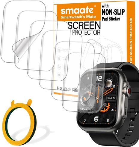6-PACK Screen Protector Compatible with Jacoosa K62 1.85" Fitness Tracker Smart Watch, Soft TPU, Full Coverage, Bubble Self-healing, with Non-Slip Pad Sticker in Saudi Arabia