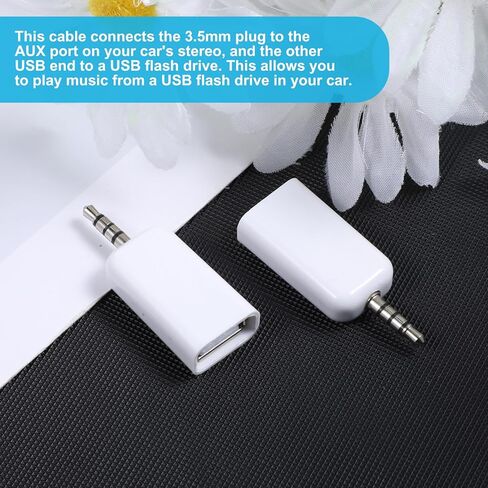 2 حزمة محول صوت AUX إلى 3.5 مم غير عالمي AUX إلى USB محول كابل صوت USB A أنثى 3.5 مم ذكر محول صوتيات جاك قابس لمحرك أقراص فلاش USB ومشغل أقراص مضغوطة للسيارة يعمل فقط لمنفذ مساعد السيارة in Saudi Arabia