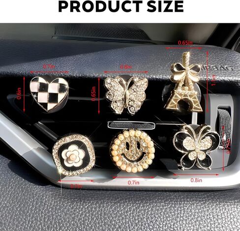 مقطع تنفيس هواء بلينغ سيارة ، 6pcs كريستال راينستون لؤلؤة لطيف مركبة تنفيس مقطع سحر سحر ، إكسسوارات الديكور الداخلي للماس ، Universal لشاحنة سيدان سيارات الدفع الرباعي (النمط أ) in Saudi Arabia