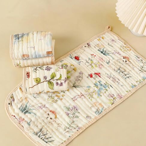 4PCS Cotton Gauze Towel Multi-Layer Soft Breathable Absorbent for Wiping Sweat and Drool Bib Feeding Cloth Portable Hand Wash Only, A in Saudi Arabia