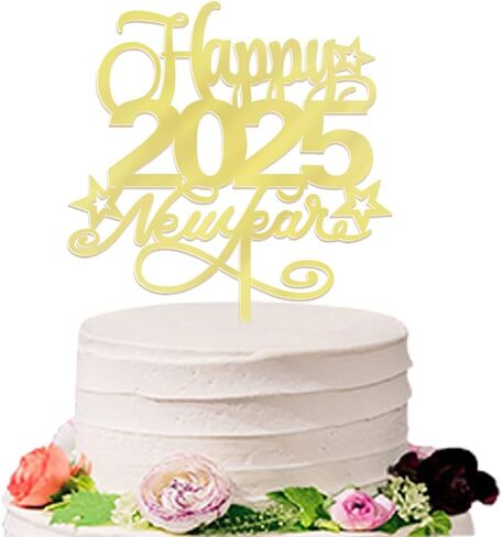 غلاف كعكة الترحيب 2026، لوازم حفلات سنة جديدة سعيدة 2026، غلاف كعكة رأس السنة الجديدة السعيدة، ليلة رأس السنة، عيد الميلاد، ديكورات حفلات الأعياد السعيدة (ذهبي وفضي) in Kuwait