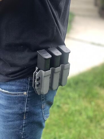 Kydex Duty Style Triple Mag Carrier | Veteran Made in The USA | Premium Mag Holster Pouch with Combat Belt Clip for Double Stack Mags in Saudi Arabia