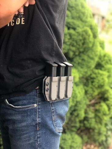 Kydex Duty Style Triple Mag Carrier | Veteran Made in The USA | Premium Mag Holster Pouch with Combat Belt Clip for Double Stack Mags in Saudi Arabia