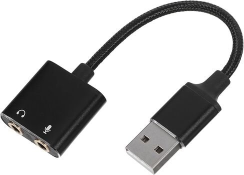 Artibetter External USB Sound Card Headset Microphone Adapter for PC Laptop, 2-in-1 Audio Splitter Converter Cable, Black, Compatible with Windows and Mobile Devices in Saudi Arabia
