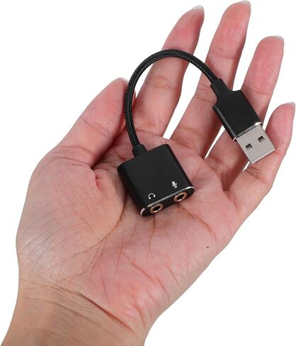 Artibetter External USB Sound Card Headset Microphone Adapter for PC Laptop, 2-in-1 Audio Splitter Converter Cable, Black, Compatible with Windows and Mobile Devices in Saudi Arabia