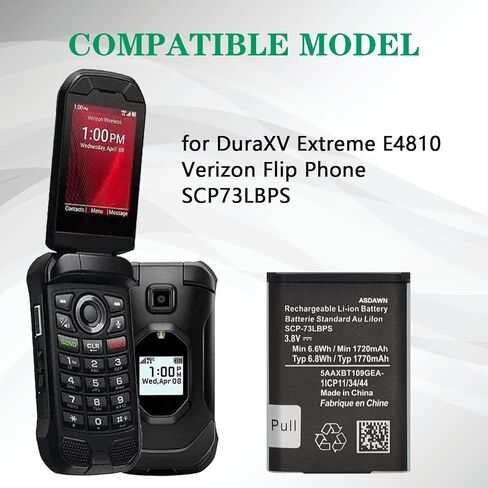 ASDAWN 1770mAh SCP-73LBPS تبديل البطارية لكيوسيرا DuraXV Extreme E4810 الوجه الهاتف الخليوي فيريزون SCP-73LBPS in Kuwait