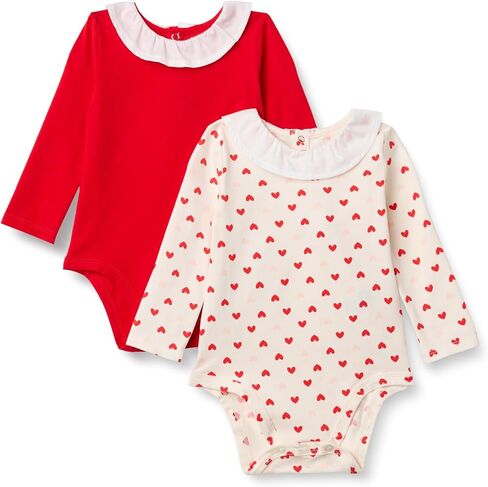 Amazon Essentials x Sofia Grainge Baby Girls' Long-Sleeve Ruffle Collar Bodysuit, Pack of 2 in Saudi Arabia